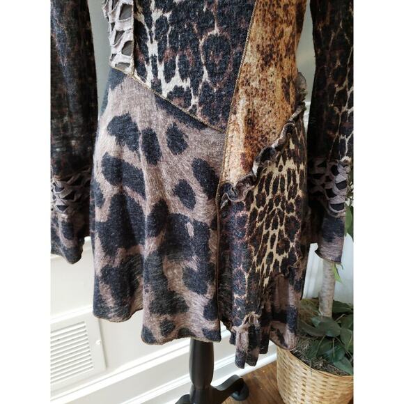 Fleur De Lis Tunic Top Women Medium Multicolor Long Sleeves Round Neck Pullover - Picture 5 of 13